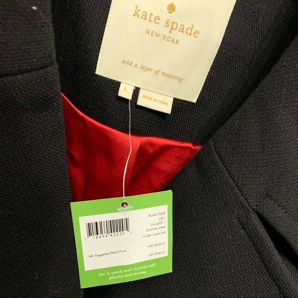 Kate Spade Broome Street Modern Peacoat Jacket Black NJMU9268 Womens sz Large - Picture 8 of 8